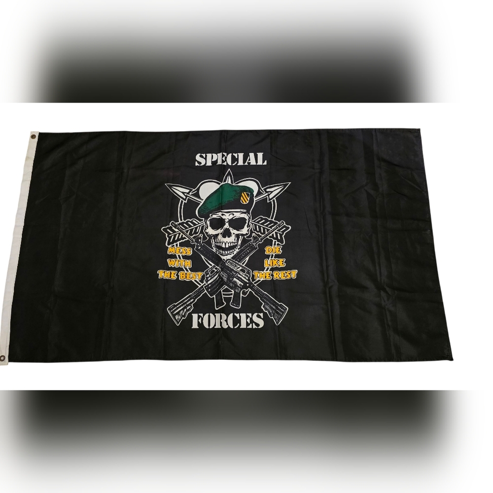 Special Forces Black Flag with Skull Design